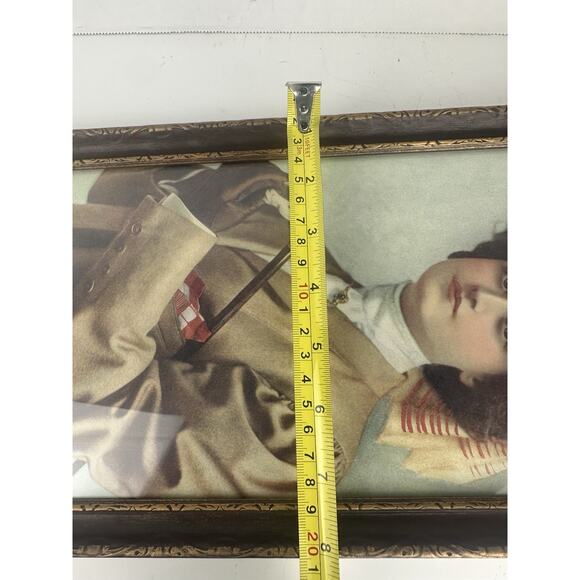 Antique Litho Print Victorian Girl - W/Original Frame & Glass 18”x 8” - Picture 5 of 9